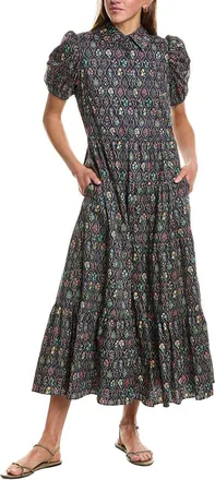 English Factory Print Button Up Maxi Dress