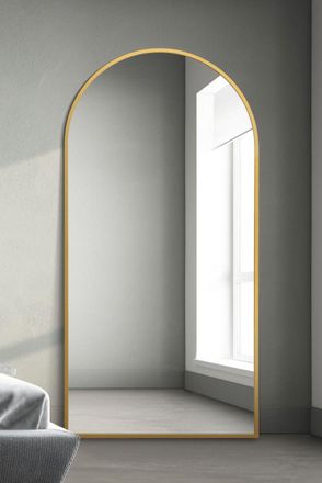 MirrorOutlet Gold Framed Arched Leaner/Wall Mirror 79 X 39 (200CM X 100CM) | Size: 1 Pack