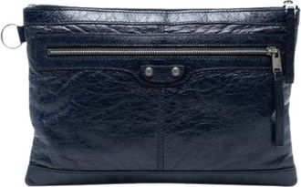 Balenciaga Pre-owned Clutches, female, Blue, Size: ONE SIZE Pre-owned Vintage Leather Clutch