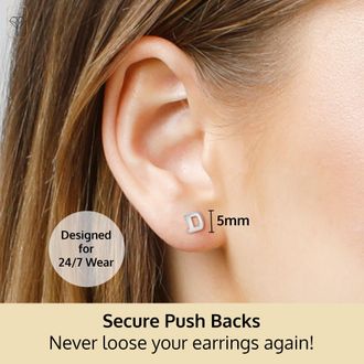 MAX + STONE 14k Yellow or White Gold Small Script Initial Letter Stud Earrings