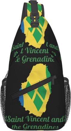 Generic Saint Vincent And The Grenadines Map Flag Crossbody Bag With Zipper Sling Bag Trendy Chest Backpack For Women Outdoors Cycling