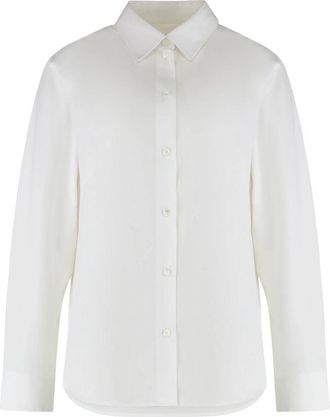 Burberry Shirt met lange mouwen - Dames - Overhemden - Wit - 2XS - Katoen - Overhemden