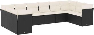 vidaXL Vidaxl - Set De Sof&aacute;s De Jard&iacute;n 10 Pzas Cojines Rat&aacute;n Sint&eacute;tico Negro