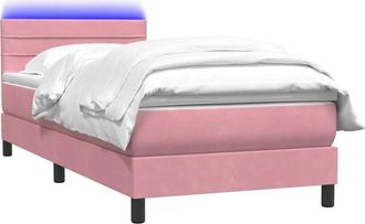 vidaXL Cama Box Spring Con Colch&oacute;n Terciopelo Rosa 80x220 Cm Vidaxl