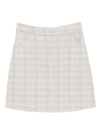 Emporio Armani tweed check-print sequin-detail mini skirt - women - Wool/Acrylic/Polyester/Polyester - 38 - Grey