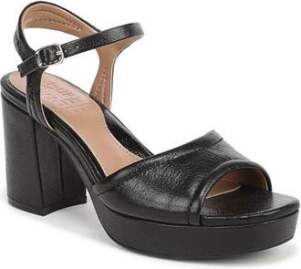 Naturalizer Petra Ankle Strap Platform Sandal in Black Leather at Nordstrom, Size 6.5