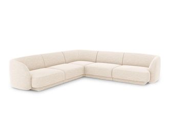 MICADONI Sof&aacute; esquinero sim&eacute;trico 5 plazas de tejido chenilla beige claro