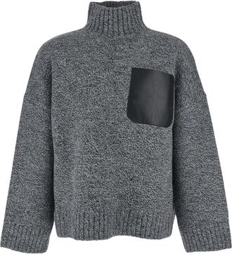 J.W.Anderson Leather Patch Pocket Sweater - Heren - Coltruien - Grijs - M - Wol - Truien & Vesten