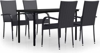 vidaXL 5 Piece Outdoor Dining Set Black Vidaxl