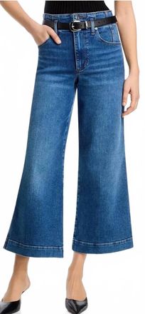 Frame Denim Seamed Wide Crop Trouser In Denim Blue