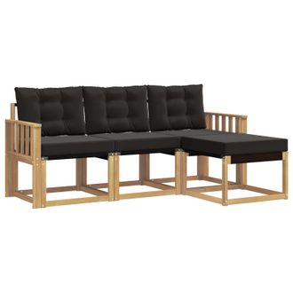 vidaXL Conjunto De Sof&aacute;s De Exterior Con Coj&iacute;n 4 Pcs Blanco Y Negro Vidaxl