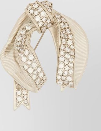 Max Mara rhinestone bow brooch