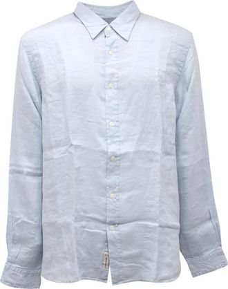 Woolrich Linnen Shirt Bleek Indigo - Heren - Casual Overhemden - Blauw - M - Linnen - Overhemden