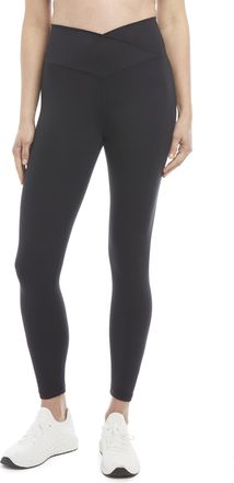 Danskin Womens Crossover Waist 7/8 Legging, Black Salt, S
