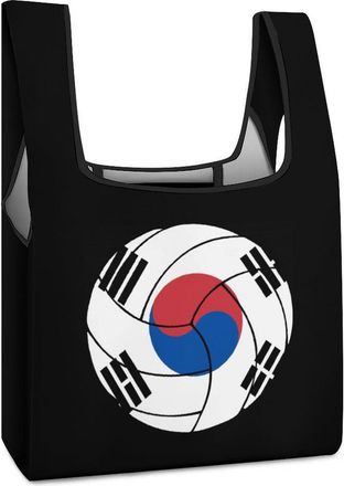 Generic South_Korea Flag Volleyball Shopping Bag Reusable Grocery Tote Bag Foldable Handbag for Travel Picnic