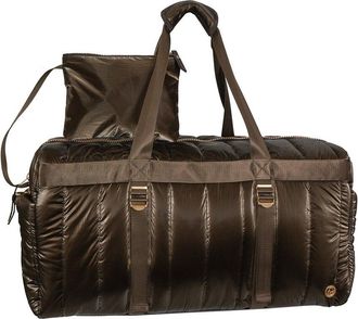 Joan & David Collection 22In Metallic Puffer Tubular Quilted Nylon Travel Weekender Duffel