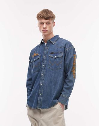 Wrangler Camicia stile western in denim blu