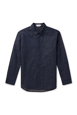 Gabriela Hearst Cholul Button-Down Collar Cotton and Linen-Blend Chambray Shirt