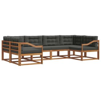 vidaXL Conjunto De Sof&aacute;s De Exterior 6 Pcs Natural Y Antracita Vidaxl