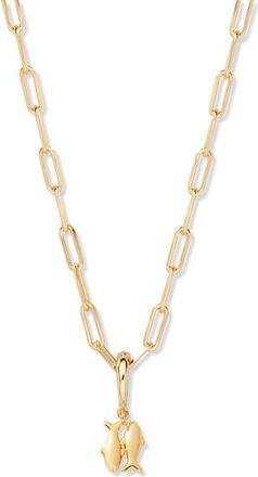 Brook & York Aries Zodiac Charm Paperclip Necklace in Gold/pisces at Nordstrom