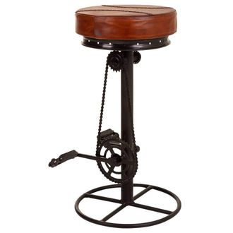 Wanderlust Deco Wanderlust Deco - Taburete De Metal Y Piel Negro 41x41x80 Cm
