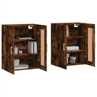 Berkfield Home Wall Mounted Cabinets 2 pcs Smoked Oak Engineered Wood in Brown