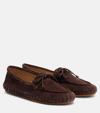 Le Monde Beryl Driver embroidered suede loafers