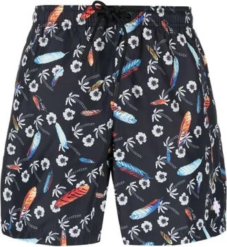 Marcelo Burlon Hawaii Print Zwemshorts - Heren - Strandmode - Zwart - S - Polyester - Badmode