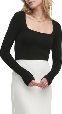 Favorite Daughter The Harvey Fitted Square Neck Rib Sweater in Black at Nordstrom, Size X-Small