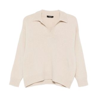 Max Mara V-neck Knitwear, female, Beige, Size: XS Beige Sweaters for Weekend Style