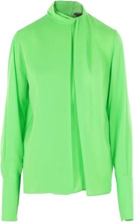 Tom Ford Washed Silk Georgette Long Sleeve Blouse - Dames - Blouses - Groen - XS - Overhemden