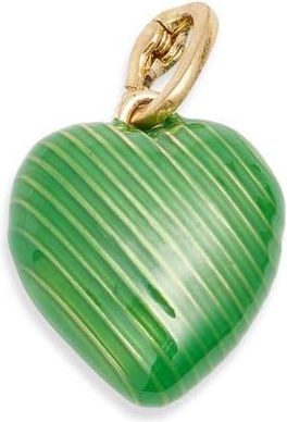 Clare Vivier Enamel Heart Charm Necklace in Emerald at Nordstrom