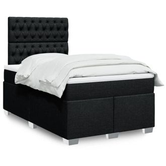vidaXL Cama Box Spring Con Colch&oacute;n Tela Negro 120x190 Cm Vidaxl