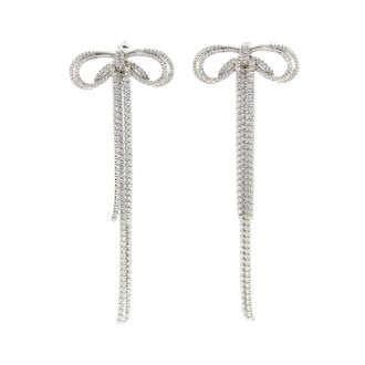 Self Portrait Dubbele Kristallen Strik Oorbellen - Dames - Oorbellen - Wit - ONE Size - Accessoires