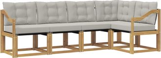 vidaXL Conjunto De Sof&aacute;s De Exterior 5 Uds. Blanco Y Gris Claro Vidaxl