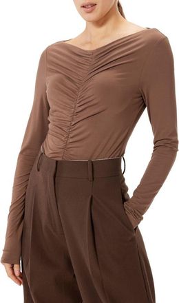 Sophie Rue Leandre Ruched Long Sleeve Top in Brown at Nordstrom, Size Large