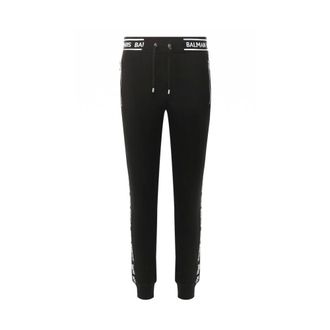 Balmain Sweatpants, male, Black, Size: 2XL Black Cotton Jogging Pants with Drawstring