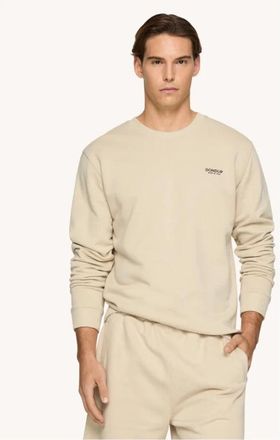 Dondup Logo Print Katoenen Sweater Beige - Heren - Sweatshirts - Beige - 2XL - Katoen - Hoodies & sweatvesten