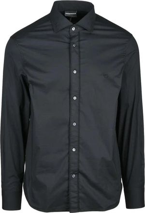 Emporio Armani Black Regular Fit Cotton Elastane Mens Shirt