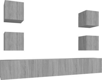 vidaXL 6 Piece TV Cabinet Set Grey Sonoma Engineered Wood vidaXL