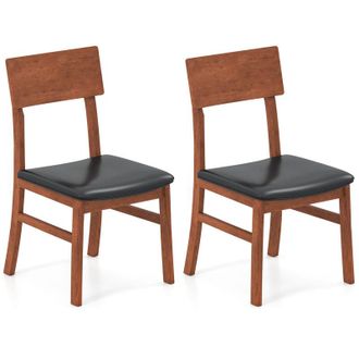 Costway Modern Dining Chair Set of 2 Wooden Kitchen Chair-Black