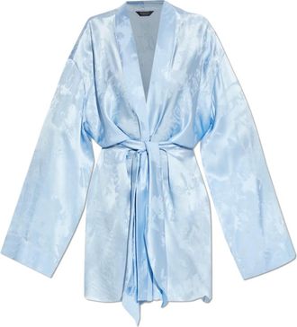 Balenciaga Short Dresses, female, Blue, Size: 2XS Silk Dress with Belt