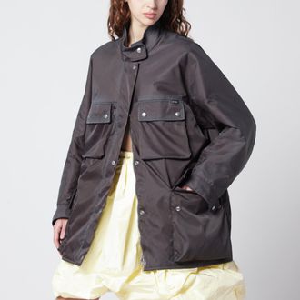 Prada Lead-colored washed Re-Nylon raincoat