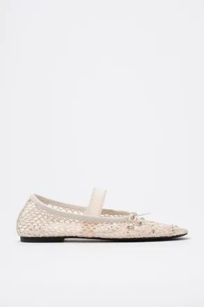 Bimba & Lola Mesh Ballerina Flats with Metal Details in Off White at Nordstrom, Size 35