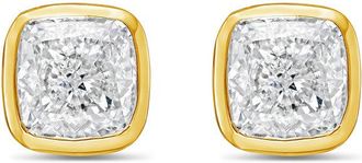 Diana M. Jewels 14KT YELLOW GOLD LAB GROWN CUSHION CUT STUDS IN A BEZEL SETTING WEIGHING 2.50 CTS TW