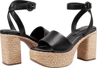 Marc Fisher LTD Palyca Sandals Womens Black Leather Block Heel HTAT1054