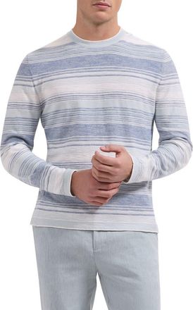 Bugatchi Stripe Cotton Crewneck Sweater in Cobalt at Nordstrom, Size Xx-Large