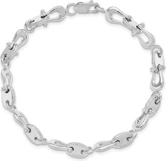 Diamond2Deal Sterling Silver Rhodium-plated Polished Mariners Link Bracelet 8