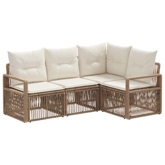 vidaXL Conjunto De Sof&aacute;s De Jard&iacute;n 4 Pcs Beige Rat&aacute;n Sint&eacute;tico Vidaxl