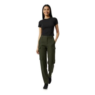 Jack Wills Effen cargobroek met rechte pijpen voor dames (Kaki Groen)